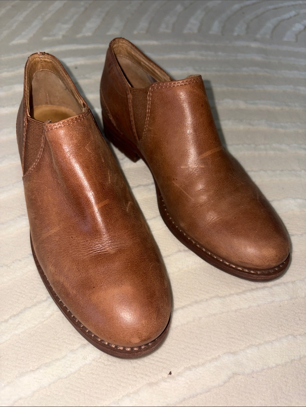 L.L. Bean Women's Cognac Leather Slip-On Ankle Booties